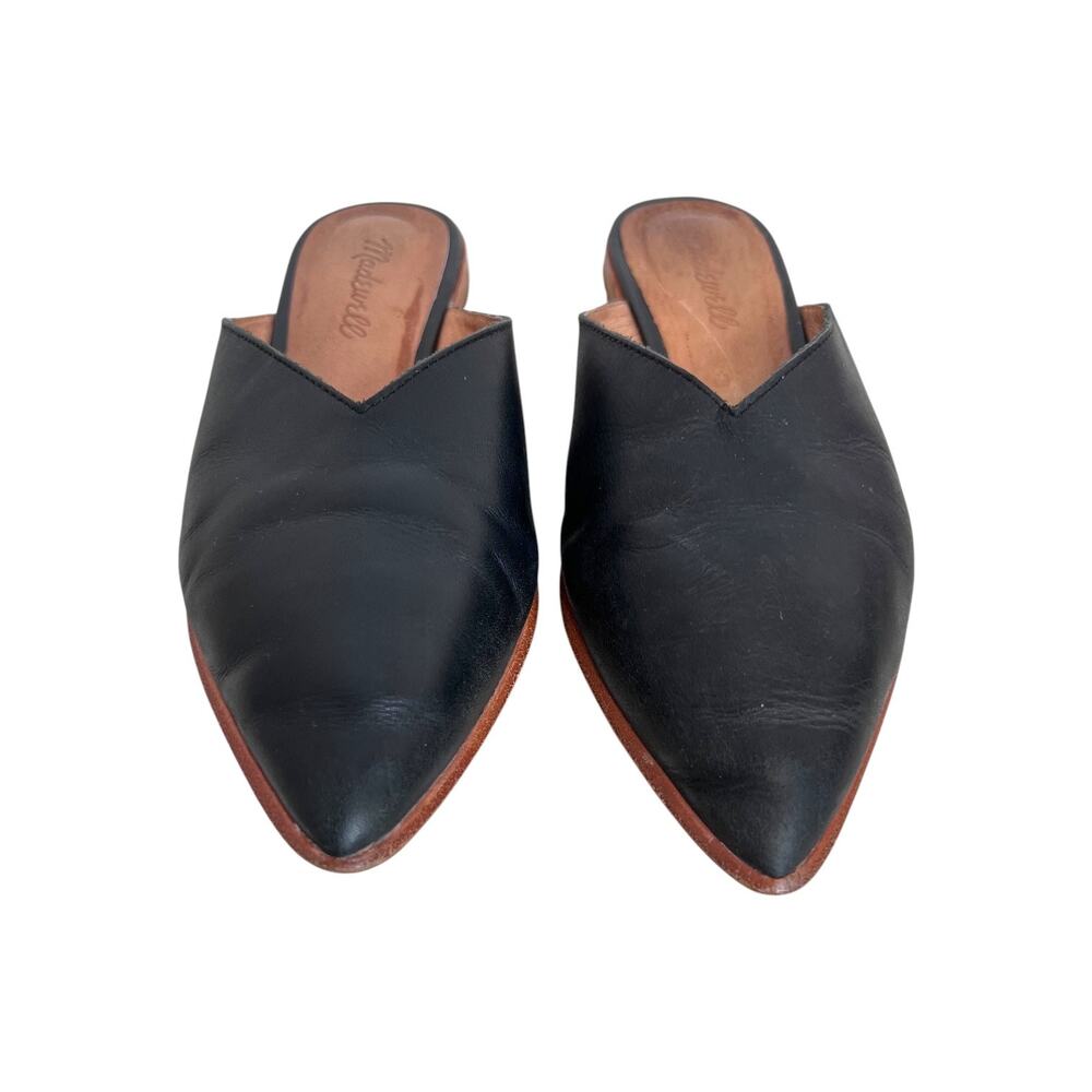 Madewell Emilia Mule Flats in Black Leather Pointed Toe Slide Slip-On W's Size 7 - Picture 4 of 9